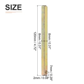 DTGN 120mmx6mm(LxT) Door Knob Spindle - 1Pack - Good for Most Mortise Type Door Knobs - Iron Square Drive System Spindle Replacement Door Handle Parts - Golden