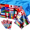 Runmeihe 3 Pack Plastic Rectangle International World Flag Table Cloth,