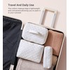 HBselect 3 PCS Quilted Makeup Bag, Cotton Large Travel Makeup