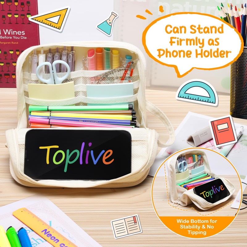 Toplive High Capacity Pencil Case, Large Pencil Pouch Minimalism Pen