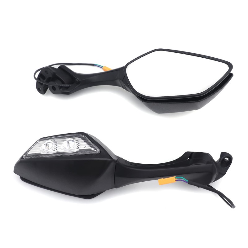 HTTMT- Black Rear View Mirrors w/Turn Signals Compatible with Kawasaki