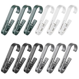 Large Clothes Pins Towel Clips 12 Pcs, Large Shower Curtain Hooks, Plastic Hanging Clips for Bathroom Shower Curtain Laundry
