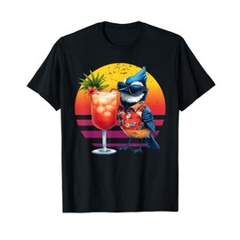 Blue Jay Drinking Hawaiian Birding Retro Summer Bird Lovers T-Shirt