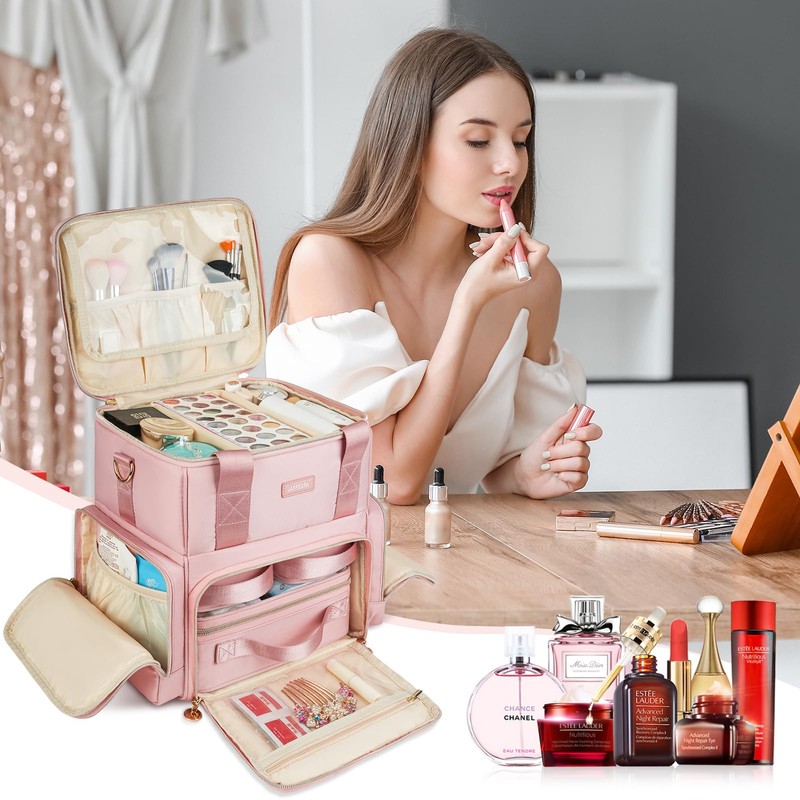 Jaffzora Extra Large Makeup Bag,4 in 1 Cosmetic Storage Organizer