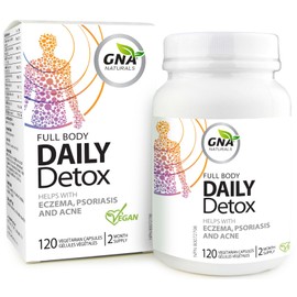 GNA Naturals - Full Body Detox Cleanse for Men and Women, 120 Veggie Caps - Helps with Eczema Relief, Psoriasis and Acne Breakout Skin Health