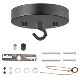 EIFHYT Canopy Kit for Chandelier, 5 1/8 Ceiling Lighting Modern Steel Canopy Kit Light Fixture Cover Plate, Hook & Cord Holder for Pendant Lighting Fixtures Black