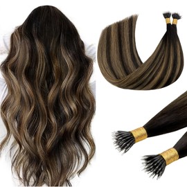 Nano Hair Extensions, Natural Black, 20 Inch, 50s 50g Human Hair, Nano Bead
