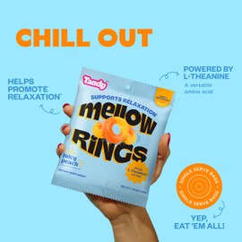 Tandy Mellow Rings L-Theanine Gummies I Relaxation Gummy with Juicy Peach Flavor I Calming Gummies for Adults I Gluten-Free Fast-Acting Dietary Supplement Gummy I 6-Pack