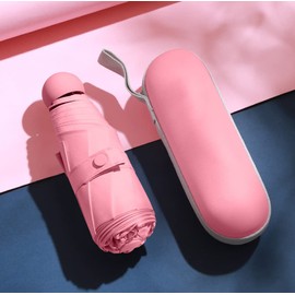TOKYO GOODS MARKET Lightweight Compact UV Protection Parasol Folding Umbrella, Unisex, For Rain or Shine, With Storage Case, coral pink