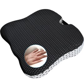 Mycketop Car Seat Cushion, Car Booster Wedge Seat Cushion, Soft Memory Foam Seat Cushion, Breathable Seat Cushion for Car, Wheelchair, Home, Office, Gaming, Black and White