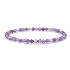 BERGERLIN Genuine Natural Stone Bracelet with 925 Sterling Silver Pearl Bracelet, for Men and Women, with Certificate of Authenticity, Stone, Amethyst