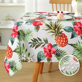 Honellaty - Mantel rectangular de flores tropicales de piña, a prueba de derrames, resistente a las manchas, tela decorativa clásico para cenar, fiesta, picnic