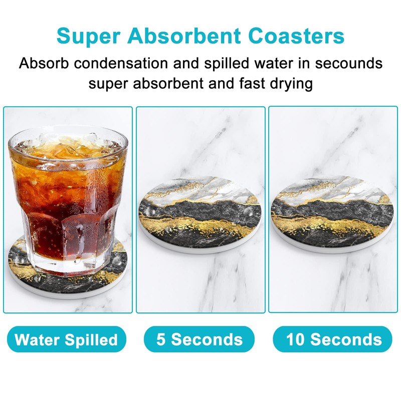 Nipichsha Coasters for Drinks, Set of 6 Cute Absorbent Ceramic