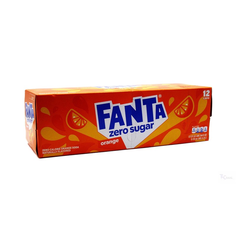 Fanta Zero Sugar Orange Soda, 12 Pack