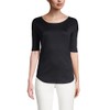 Lands' End Women Supima Micro Modal Elbow Sleeve Balletneck Curved