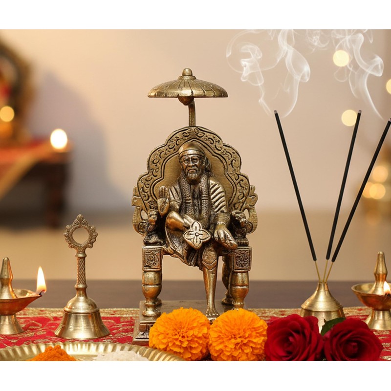 eSplanade - 6" Premium Brass Statue/Idol Shirdi Sai Baba with
