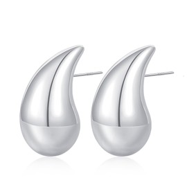 FUNEIA Gold Earrings 14K Gold-Plated Chunky Drop Earrings Gold Silver Ladies Women Golden Earrings for Women Lightweight Waterdrop Hollow Open Statement Fashion Jewellery Earrings, Brass