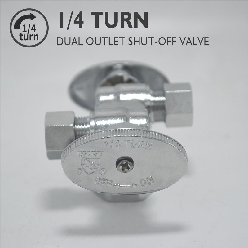 TTFLEX 1/4 Turn Dual Compression Outlet Angle Stop Valve with