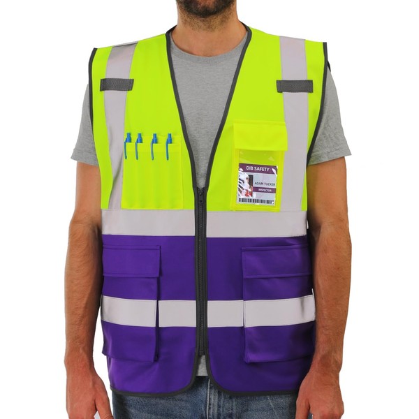 Dib Safety Reflective Vest High Visibility with Pockets and Zipper,