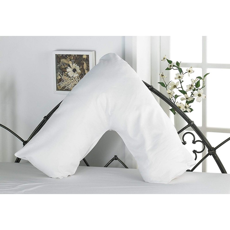 COMFORTNIGHTS poly cotton V- shaped support pillow, With free White