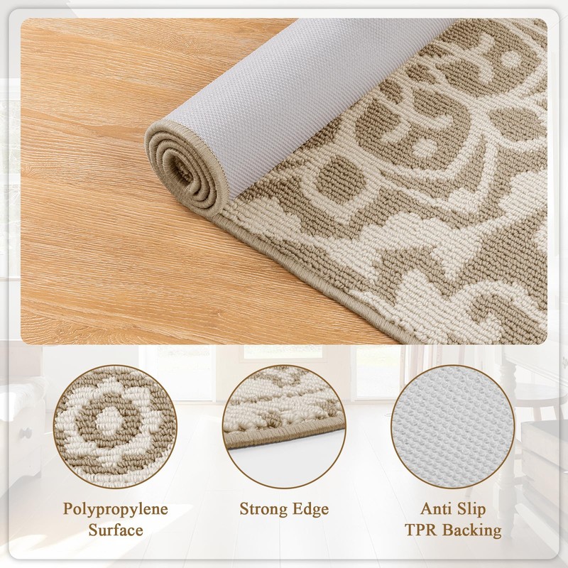 U'Artlines 4ft Round Area Rug Non Slip Low Pile Circle