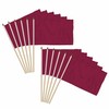 Burgundy Solid Color 12x18in Stick Flag - 1 dozen pack
