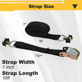lukar 4 Pack L Track Tie Down Straps Ratchet, 1" X 10ft L Track Fitting with Ratcheting Straps, Heavy Duty L Track Accessories for Truck, Motorcycle, 3500Lbs Break Strength