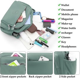 GOUNNU Shoulder Bag Women's Waterproof Crossbody Bag Nylon Leisure Shoulder Bag Many Compartments Women's Handbag with Adjustable Wide Shoulder Strap Messenger Bag Lightweight, light green