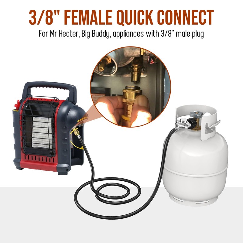 12FT Propane Hose with Regulator, 3/8" inch Quick Connect Disconnect