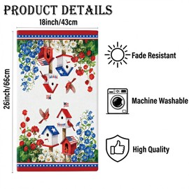 QIONG MENG 4th of July Kitchen Towels 14x21 Inch Cardinal Dish Towels Memorial Day Independence Day Patriotic Drying Hand Towels Home Kitchen Decoration Set of 6