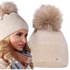 Alur Women's Beanie Winter Hat Knitted Hat with Bobble -