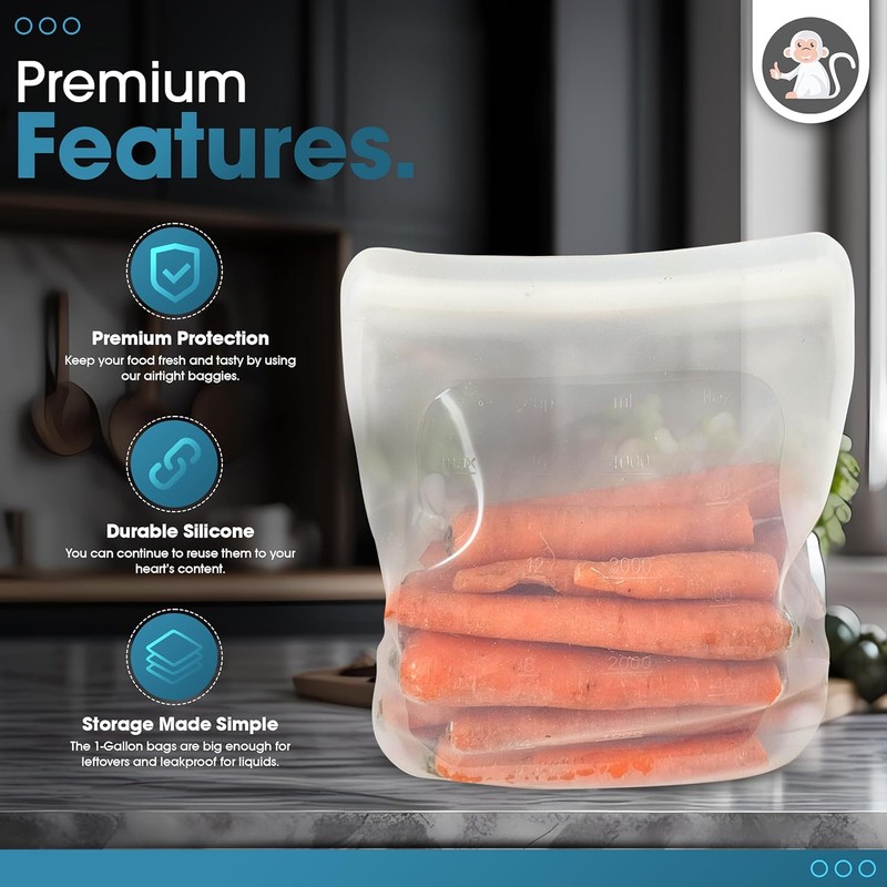 Reusable Silicone Sous Vide Bag - 1 Gallon, 135oz. XXL