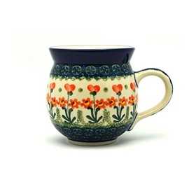 Polish Pottery Mug - 15 oz. Bubble - Peach Spring Daisy
