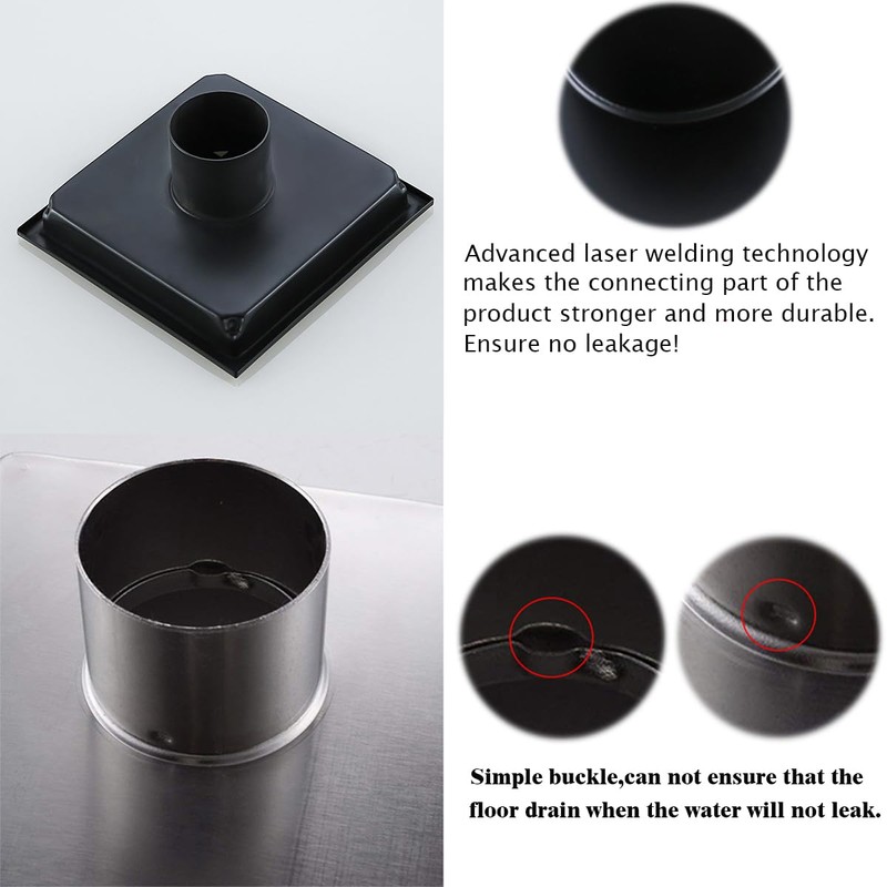 RANDOM Oil Rubbed Bronze Shower Drain Square 6 Inch Shower
