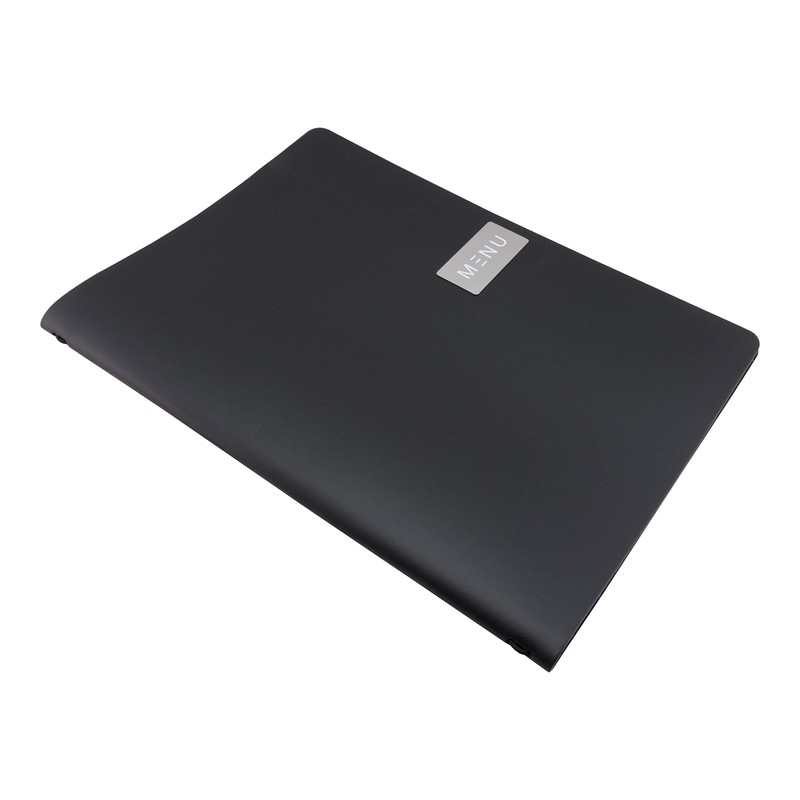 Securit Range Holder, Royal A4-Bonded Leather menu-Black, Elastic, Metal, 33