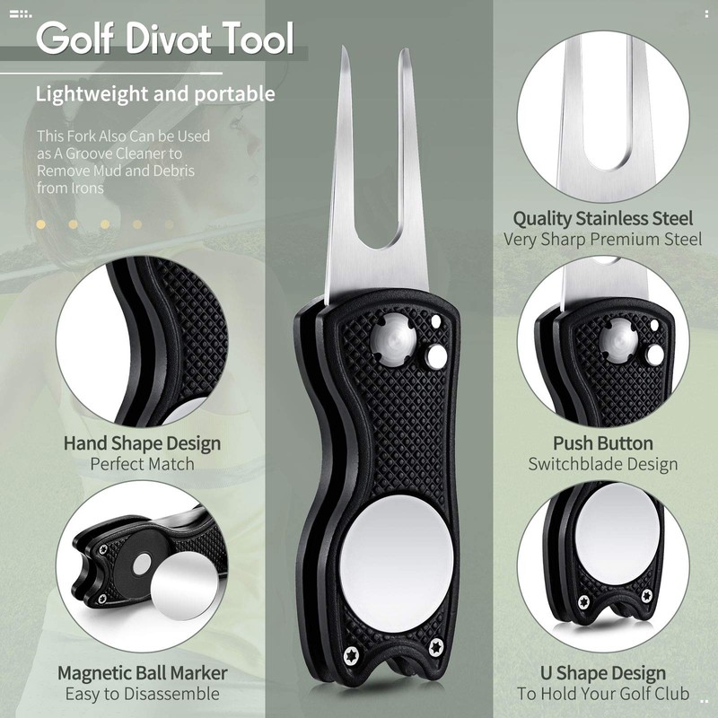 6 Packs Golf Repair Tool Stainless Steel Foldable Golf Divot