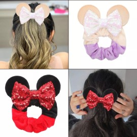 Universo en Linea Set 10 Donas Ligas Cabello Moño Personajes Scrunchies Brilla Color Multicolor Al Azar