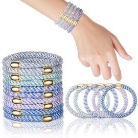 FORENEE Hair Ties No Damage - 10PCS Ponytail Holders - Elastic Hair Ties for Thick Hair - Braided Hair Bands for Women Girls's Hair - Blue Sky