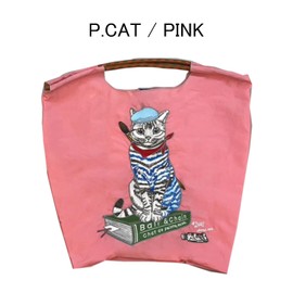 Ball & Chain P.CAT PINK 313009 Genuine Medium Size P.CAT Cat Cat Pink Shopping Bag Eco Bag, Pink