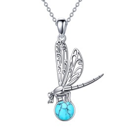 VENACOLY Dragonfly Chain 925 Sterling Silver Dragonfly Pendant Necklace with Turquoise Dragonfly Jewellery Gift for Women, Sterling Silver, Not known.