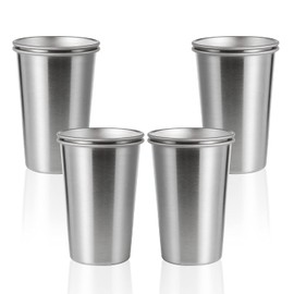 SMLIXE 8 Pack 16oz Stainless Steel Pint Cup,Healthy Unbreakable and Stackable,Metal Drinking Glasses