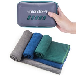 4Monster toalla de microfibra de 20 x 40 pulgadas, toalla de viaje, toalla de camping, toalla de gimnasio, toalla de mochila, toalla de senderismo, secado rápido, superabsorbente, funda de viaje