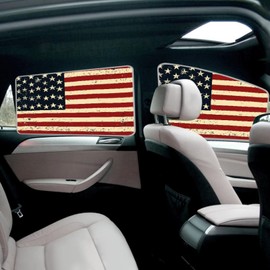 HUISEFOR American Flag Car Privacy Window Cover for Summer Classic Car Shades for Side Windows Heat Resistant UV Blocking Sunshade for SUV Vehicle Sedan Truck Gift for Friends