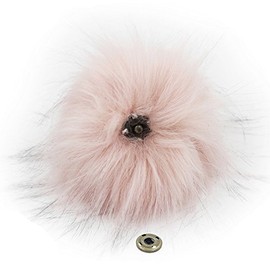 Furling Pompoms Pack of 6 Faux Raccoon Fur Pom Poms Ball with Press Button for Knitting Hats 4.3 Inches Light Pink