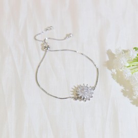 Spinning Sunflower Bracelets for Women, Shiny Silver/Gold Fidget Bracelet Anxiety Relief Gifts for Women (Sunflower Bracelet Silver)