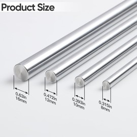 16mm x 200mm (0.63 x 7.87 inch) Linear Motion Rod Shaft- Case-Hardened Chrome Linear Rail Guide for 3D Printers, CNC, Robotics & DIY - Metric h8 Tolerance