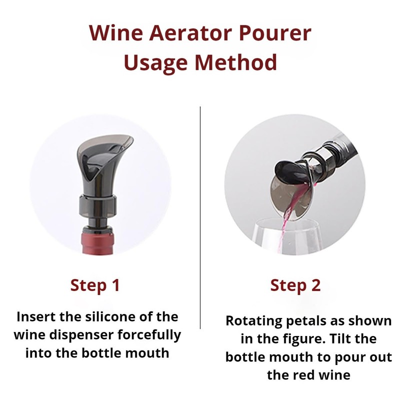 Wine Pourer - 2 paquetes de boquilla de aireador de