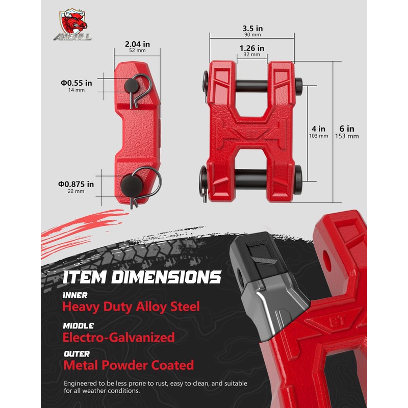 AMBULL H-Shaped Towing Winch Shackle, Heavy Duty Winch Fairlead Hook,