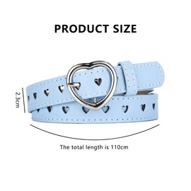 JAMAKALA Girls belt Kids Belt, Cute Heart Elastic Belt PU Leather Belt, Adjustable Stretch Belt with Heart Buckle, Fashion Waist Belt Skinny Belt for Boys Girls Dress Pants Jeans (Blue)