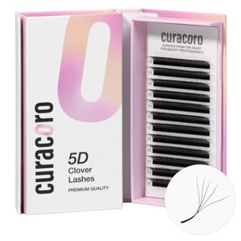 Curacoro 5D W-Shaped Clover Eyelashes Extension | 0.07mm Thickness | C/CC/D Curl | 8mm-15mm Mixed & Single Length | Individual Eyelash Extensions | Easy Application & Long Lasting (0.07 C, 12mm)